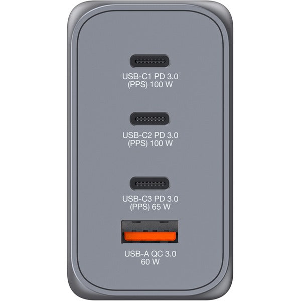 Verbatim GaN-Ladegerät 200W, 1x USB-A , 3x USB-C (grau, PD 3.0, QC 3.0)