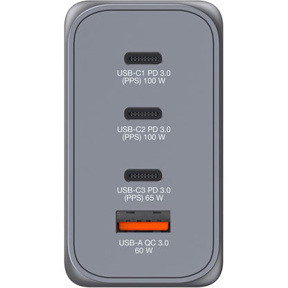 Verbatim GaN-Ladegerät 200W, 1x USB-A , 3x USB-C (grau, PD 3.0, QC 3.0)