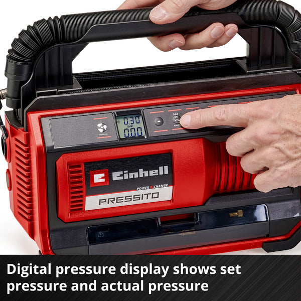 Einhell Power X-Change Akku-Kompressor PRESSITO 18/25, 18Volt (rot/schwarz, ohne Akku und Ladegerät)