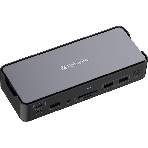 Verbatim USB-C Pro Docking Station CDS-15, 15 Θύρες (αλουμίνιο/μαύρο, HDMI, DP, RJ-45, USB-A, USB-C, SD, microSD, Ήχος)
