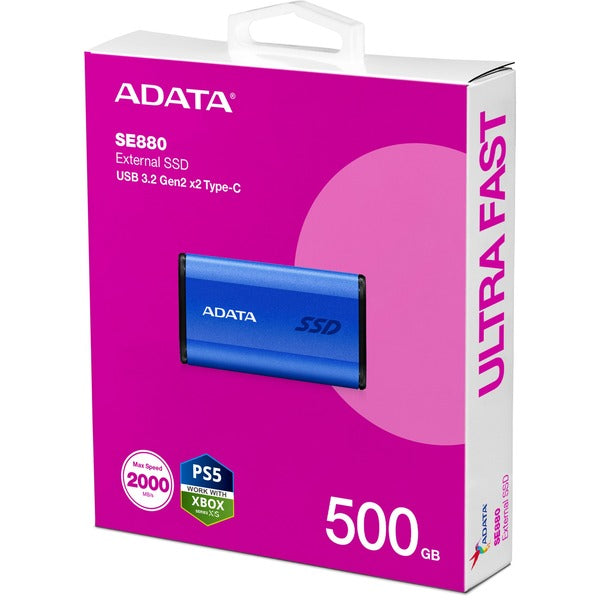 ADATA SE880 500 GB, Externe SSD (blau, USB-C 3.2 Gen 2x2 (20 Gbit/s))