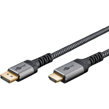 Goobay Plus DisplayPort > HDMI Αντάπτορας Καλωδίου, 4K @ 60Hz (γκρι, 1 Μέτρο)