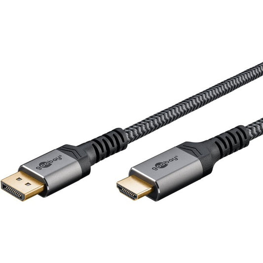 Goobay Plus DisplayPort > HDMI Αντάπτορας Καλωδίου, 4K @ 60Hz (γκρι, 1 Μέτρο)