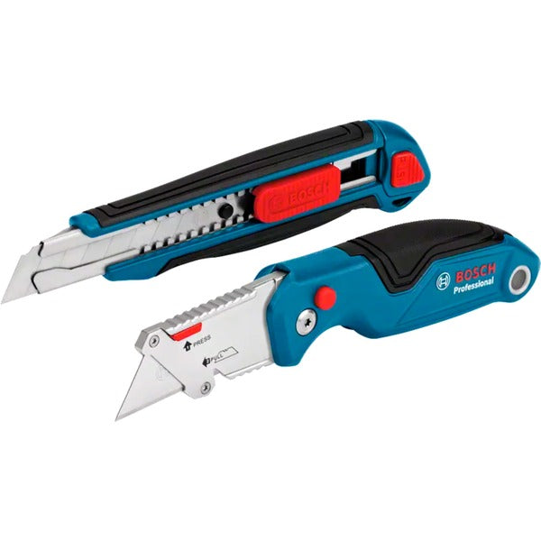 Bosch Powertools Cuttermesser-Set Professional, 2-teilig (blau, für Abbrechklingen und Trapezklingen)