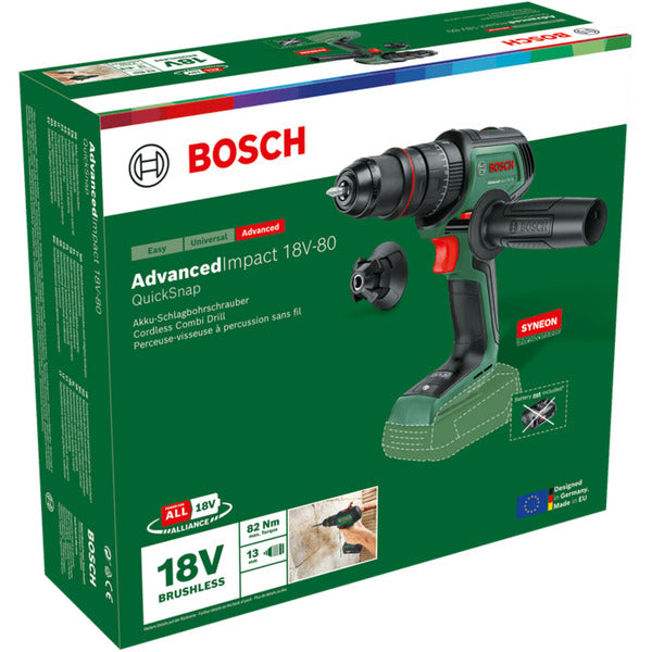 Bosch Powertools Akku-Schlagbohrschrauber AdvancedImpact 18V-80 QuickSnap Solo (grün, ohne Akku und Ladegerät, POWER FOR ALL ALLIANCE)