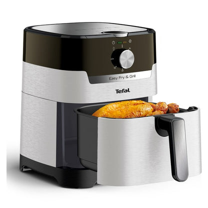 Tefal Heißluftfritteuse Easy Fry & Grill Classic (edelstahl/schwarz, 1.550 Watt, Korb 4,2 Liter)