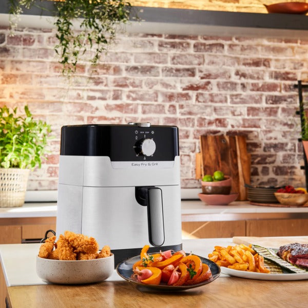 Tefal Heißluftfritteuse Easy Fry & Grill Classic (edelstahl/schwarz, 1.550 Watt, Korb 4,2 Liter)