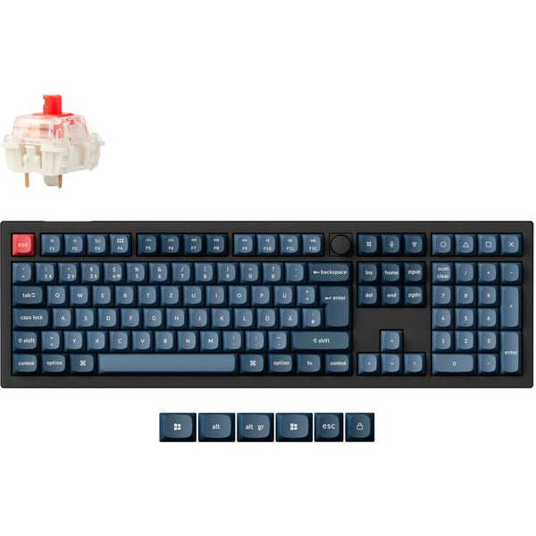 Keychron V6 Max (schwarz/blaugrau, DE-Layout, Gateron Jupiter Red, Hot-Swap, RGB)