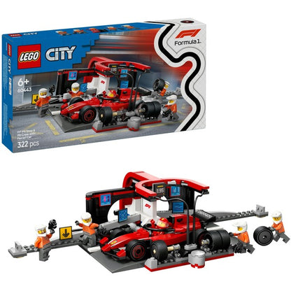 LEGO 60443 City F1 Boxenstopp mit Boxencrew und Ferrari Flitzer