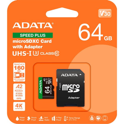 ADATA SPEED PLUS microSDXC 64 GB (UHS-I U3, Class 10, V30, A2)