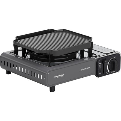 Campingaz Gaskocher Camp'Bistro 3 mit Grillplatte (silber/grau, 2,2kW Einflammkocher, Modell 2025)