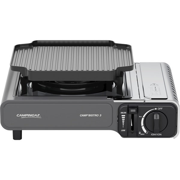 Campingaz Gaskocher Camp'Bistro 3 mit Grillplatte (silber/grau, 2,2kW Einflammkocher, Modell 2025)