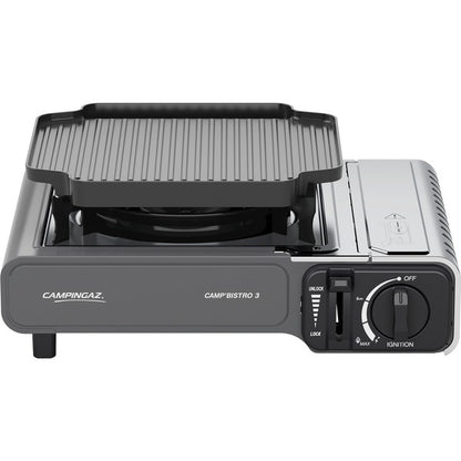 Campingaz Gaskocher Camp'Bistro 3 mit Grillplatte (silber/grau, 2,2kW Einflammkocher, Modell 2025)