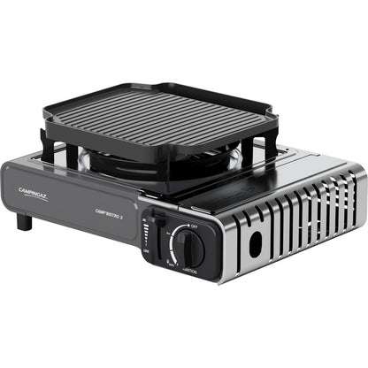 Campingaz Gaskocher Camp'Bistro 3 mit Grillplatte (silber/grau, 2,2kW Einflammkocher, Modell 2025)