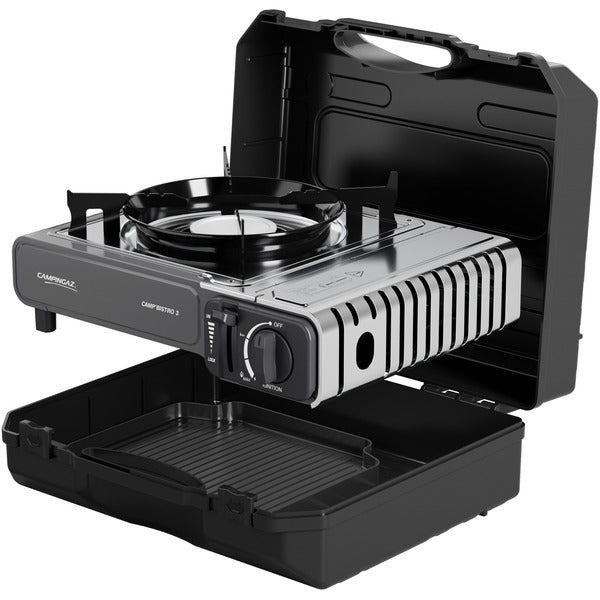 Campingaz Gaskocher Camp'Bistro 3 mit Grillplatte (silber/grau, 2,2kW Einflammkocher, Modell 2025)