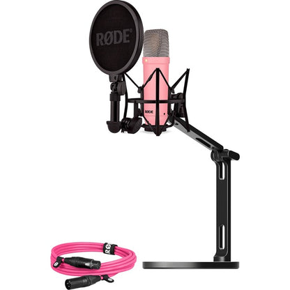 Rode Microphones NT1 Signature Bundle με XLR-Kαλώδιο και Desktop Studio Arm (ροζ)