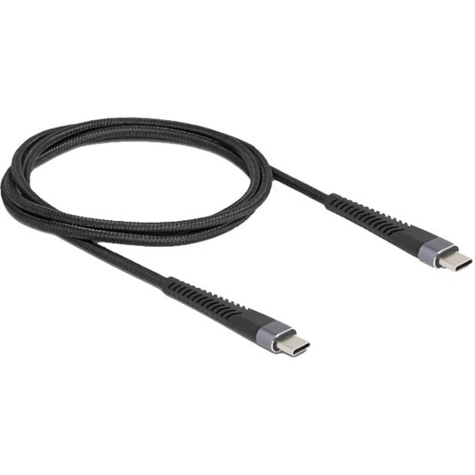 DeLOCK USB 2.0 Καλώδιο, USB-C Βύσμα > USB-C Βύσμα με επεκταμένη προστασία κατά του κάμματος (μαύρο, 1 μέτρο, PD 3.0, φόρτιση έως 60 Watt)