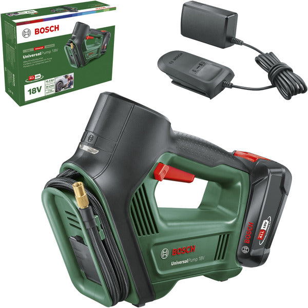 Bosch Powertools Akku-Luftpumpe UniversalPump 18V Set (grün/schwarz, Li-Ionen Akku 2,0Ah, POWER FOR ALL ALLIANCE)