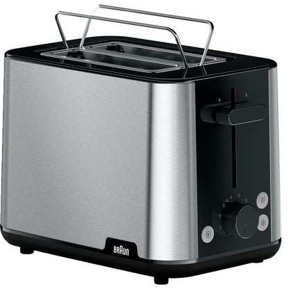 Τοστιέρα Braun PurShine HT 1510 BK για το σπίτι (ανοξείδωτο ατσάλι/μαύρο, 900 Watt, για 2 φέτες τοστ)