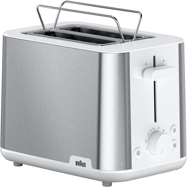 Τοστιέρα Braun PurShine HT 1510 WH για Οικιακή Χρήση (ανοξείδωτο ατσάλι/λευκό, 900 Watt, για 2 φέτες τοστ)