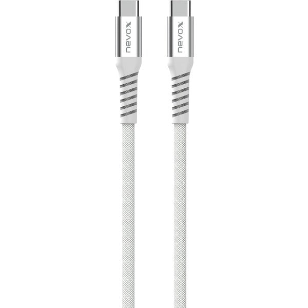 Nevox USB 2.0 Kabel, USB-C Stecker > USB-C Stecker 48V / 5A (weiß, 2 Meter, PD 3.1, Laden mit bis zu 240 Watt, magnetisch aufrollbar)