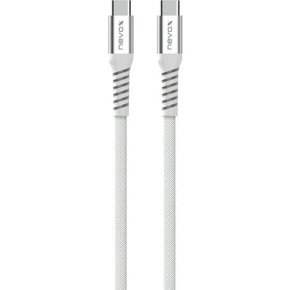 Nevox USB 2.0 Kabel, USB-C Stecker > USB-C Stecker 48V / 5A (weiß, 2 Meter, PD 3.1, Laden mit bis zu 240 Watt, magnetisch aufrollbar)