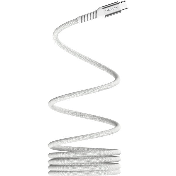 Nevox USB 2.0 Kabel, USB-C Stecker > USB-C Stecker 48V / 5A (weiß, 2 Meter, PD 3.1, Laden mit bis zu 240 Watt, magnetisch aufrollbar)