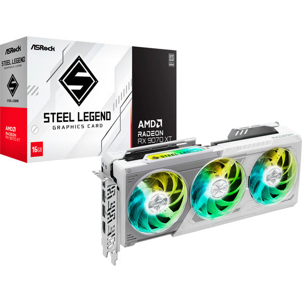 Asrock Radeon RX 9070 XT Steel Legend 16GB (White, RDNA4 Architecture, GDDR6 Memory, 3x DisplayPort, 1x HDMI 2.1)