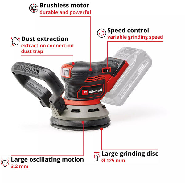 Einhell Professional Akku-Exzenterschleifer TP-RS 18/32 Li BL-Solo, 18Volt (rot/schwarz, ohne Akku und Ladegerät)