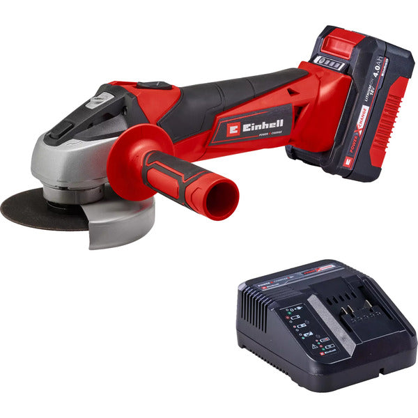 Einhell Power X-Change Akku-Winkelschleifer TC-AG 18/115 Li Kit, 18Volt (rot/schwarz, Li-Ion-Akku 4,0Ah)