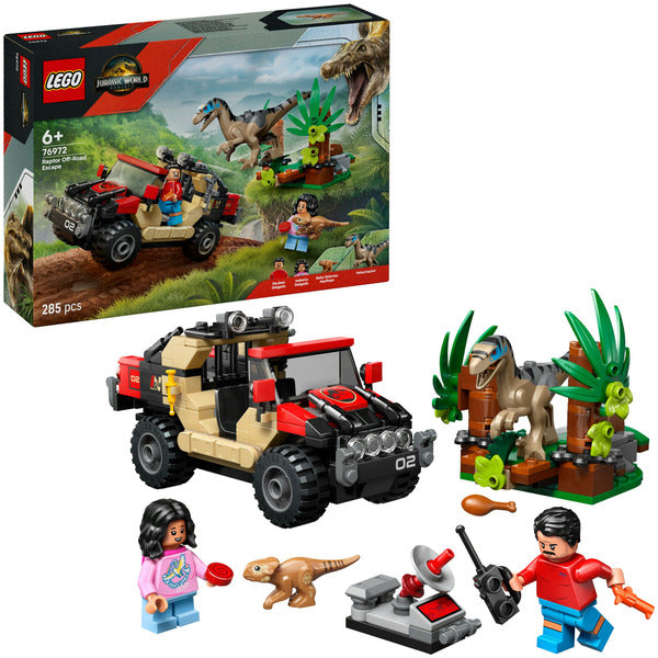 LEGO 76972 Jurassic World Raptor: Verfolgungsjagd mit dem Geländewagen