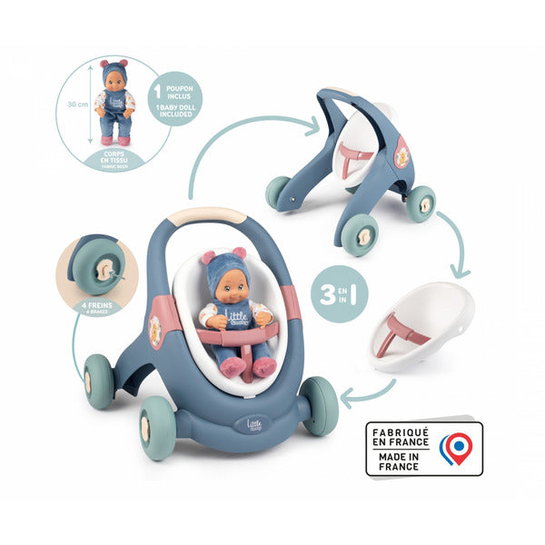 Simba-Dickie Little Smoby 3-in1 Lauflernwagen + Puppe