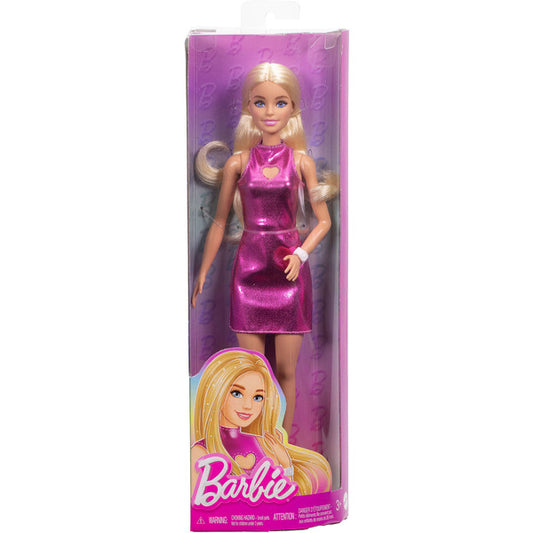 Mattel Barbie Fashionista Κούκλα με Ροζ Μεταλλικό Φόρεμα και Καρδιά