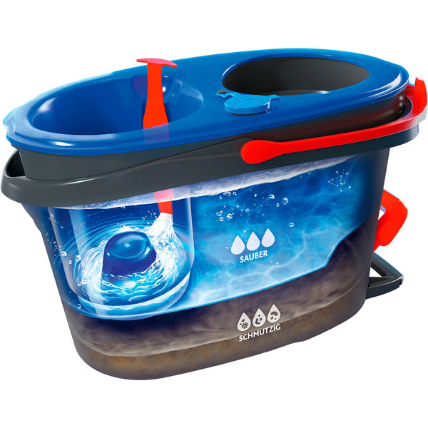 Vileda H2PrO Spin Mop Set (schwarz/rot, mit Zweitanksystem und Teleskopstiel)