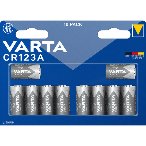 Varta Λιθίου Κυλινδρική Μπαταρία CR123A 3V, CR17345 (10 Τεμάχια)