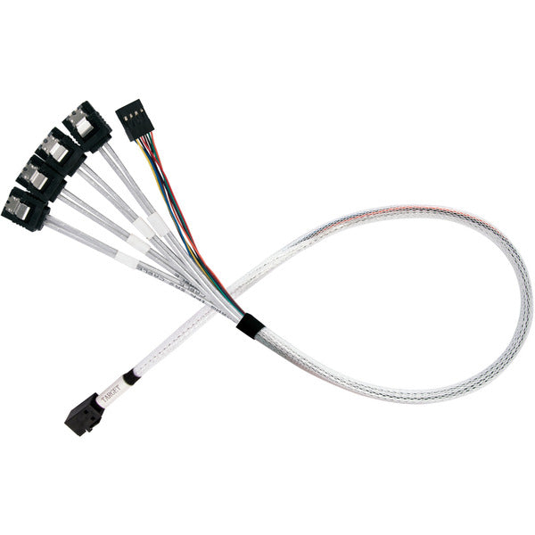 Silverstone Technology Adapterkabel SST-CPS05-RE, mini-SAS SFF 8643 > 4x SATA (hellblau, 60cm)
