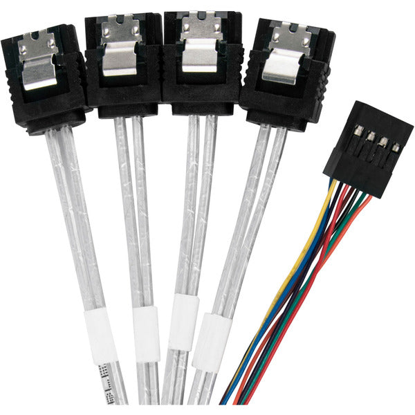 Silverstone Technology Adapterkabel SST-CPS05-RE, mini-SAS SFF 8643 > 4x SATA (hellblau, 60cm)