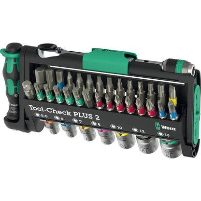 Wera Tool-Check PLUS 2 (Μαύρο/Πράσινο, 39 Τεμάχια, Συμπεριλαμβάνεται 1/4" Bit-Rάτσα)