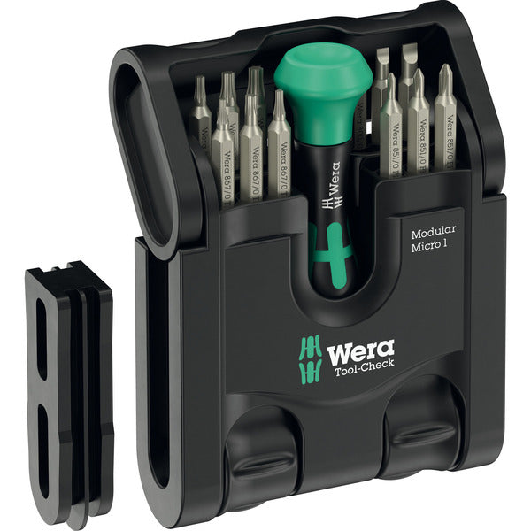 Wera Tool-Check Modular Micro 1 (Black/Green, 21-Piece, Includes Kraftform Micro 4mm Handle)