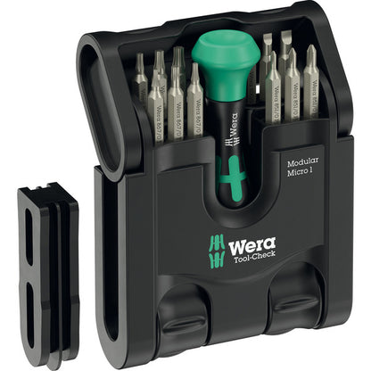 Wera Tool-Check Modular Micro 1 (Black/Green, 21-Piece, Includes Kraftform Micro 4mm Handle)