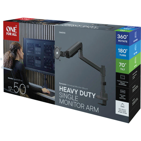 One for all Universal Schwerlast-Monitorarm DM 5110 Single Heavy Duty (schwarz, für 43 - 127cm (17" - 50") Monitor)