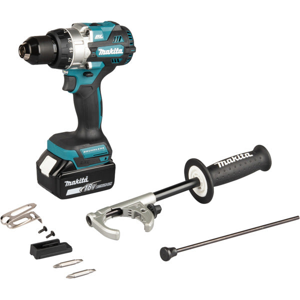 Makita Cordless Hammer Drill Driver DHP492RTJ, 18 Volt (Blue/Black, 2x 5.0Ah Li-Ion Batteries, MAKPAC Size 2)