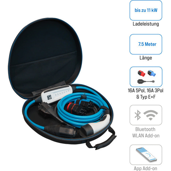 NRGkick Mobile Wallbox 16A light 7,5m Set Optimal (weiß, 11 kW, 7,5 Meter Kabel, mit 3 Steckern + Tasche)