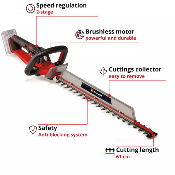 Einhell Professional Akku-Heckenschere GP-CH 18/61 Li BL-Solo, 18Volt (rot/schwarz, ohne Akku und Ladegerät)