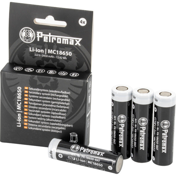 Μπαταρίες Petromax Li-Ion 18650, 3.450mAh, Σετ 4 Τεμαχίων (για Φανάρι LED Petromax LM500)