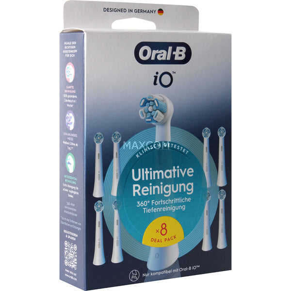 Oral-B iO Ultimate Cleaning 8 Brush Heads (White, Superior Plaque Removal)