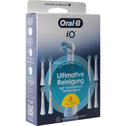 Oral-B iO Ultimate Cleaning 8 Brush Heads (White, Superior Plaque Removal)