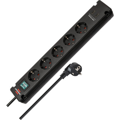Brennenstuhl Bremounta Steckdosenleiste 5-fach, 2x USB-C (schwarz, 3 Meter Kabel, 2x USB, mit Sicherheitsschalter)