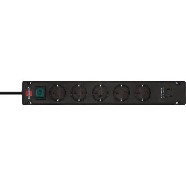 Brennenstuhl Bremounta Steckdosenleiste 5-fach, 2x USB-C (schwarz, 3 Meter Kabel, 2x USB, mit Sicherheitsschalter)