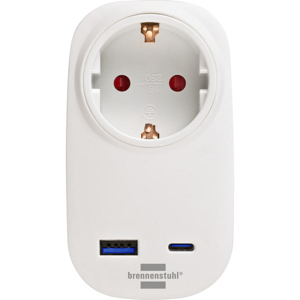 Brennenstuhl Steckdosenadapter + USB Charger PD 20W (Λευκό, USB-A, USB-C, με προστασία για παιδιά)